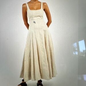 DISSH MILAHN NATURAL LINEN MIDI DRESS, size 6